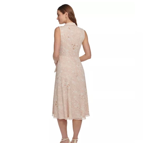 DKNY - Women's Printed Chiffon Side-Tie Midi Dress - Size 6 - Picture 4 of 8